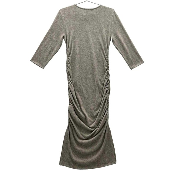 INC Women's 3/4 Sleeve Ruched Midi Dress Sz Small Heather Grey 2pc NWT Flaw 0103 - Picture 3 of 13
